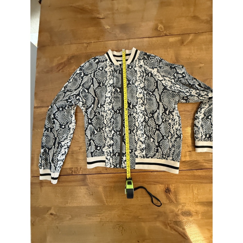 LAVENDER BROWN Small Python Snake Print Bomber Jacket Pockets Y2K - Picture 4 of 14